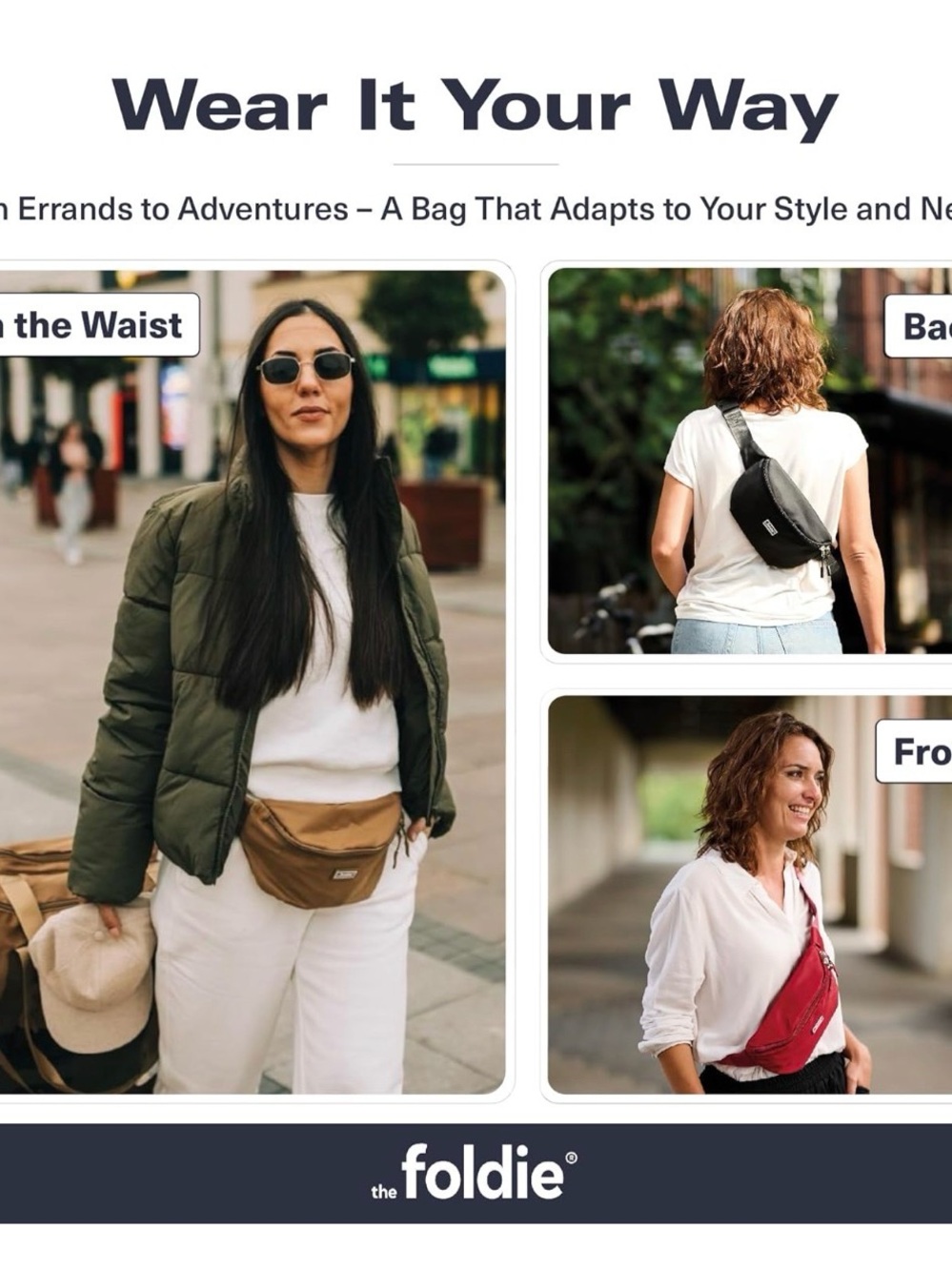 The Foldie Crossbody Fanny Pack Belt Bag Black Anti Theft RIFD Foldable - Picture 5 of 9